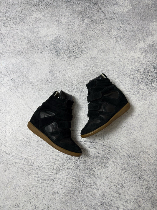 Isabel Marant Beckett Black Suede High Sneakers Basket Shoes Size 38