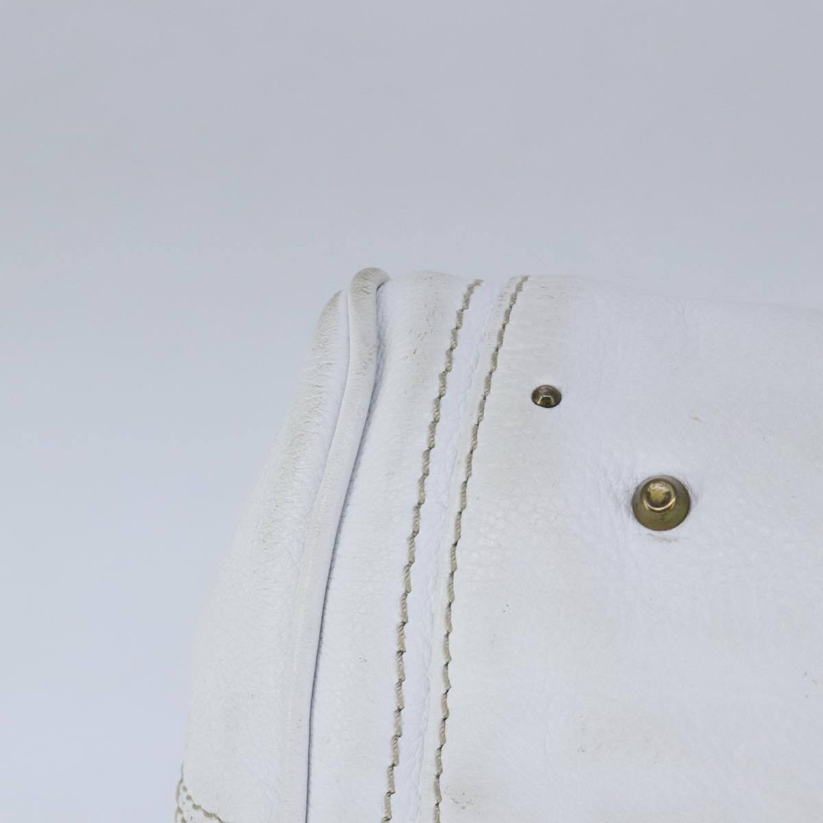 Chloe paddington hand bag leather white gold silver auth am7275