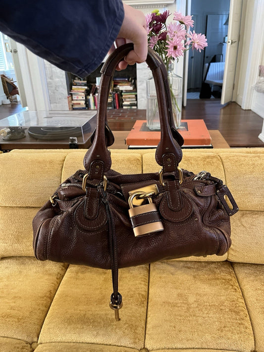 Chloe Paddington Leather Handbag Vintage Chocolate Brown