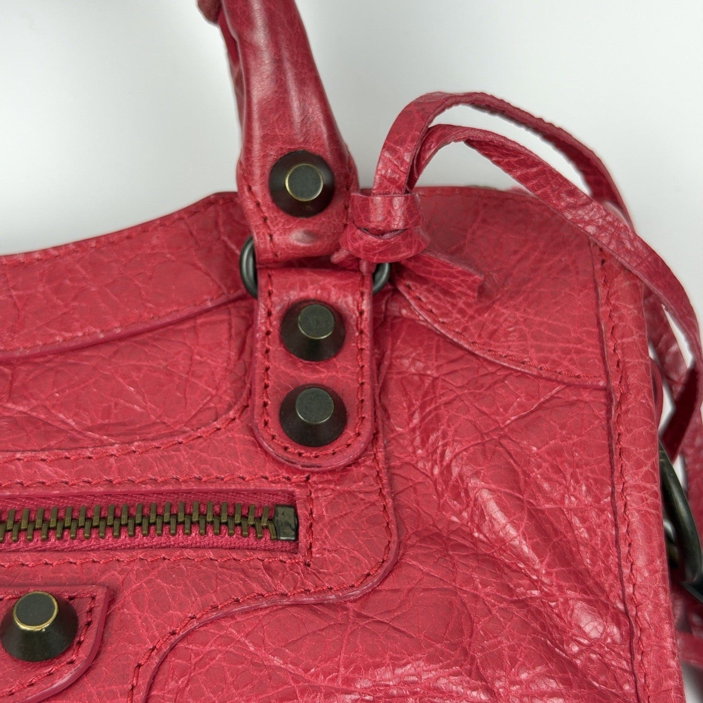 Auth Balenciaga Classic Mini City Pinkish red 2-Way Shoulder/Hand Bag z39