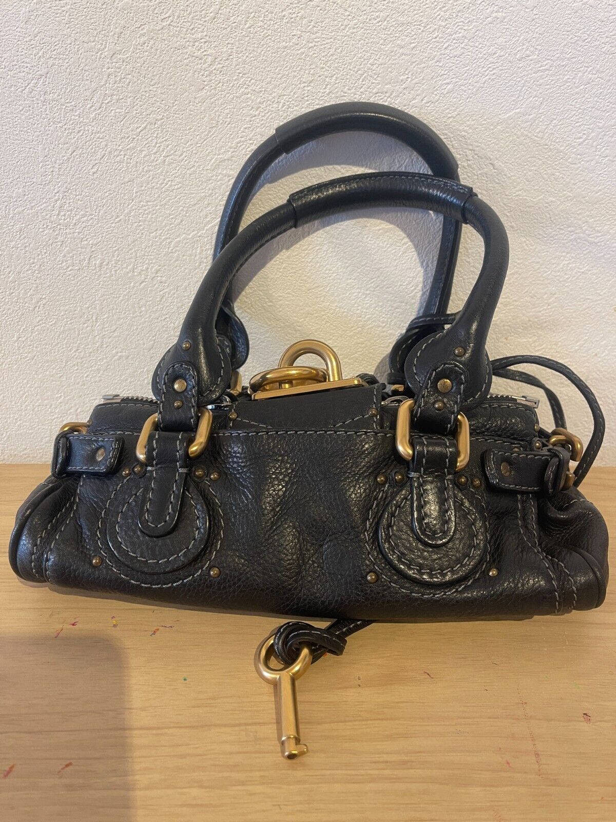 authentic Chloe paddington mini black padlock tote hand bag fast free shipping