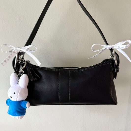 Vintage Y2K Coach black leather Demi baguette shoulder bag!