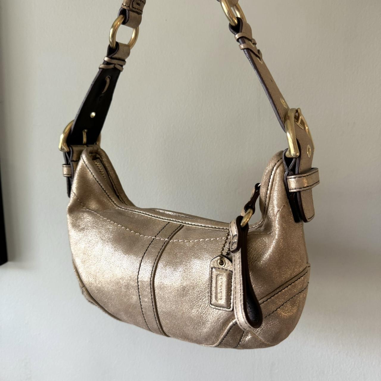 Vintage Y2K 2004 Coach Limited Edition metallic gold shimmer mini hobo shoulder bag!