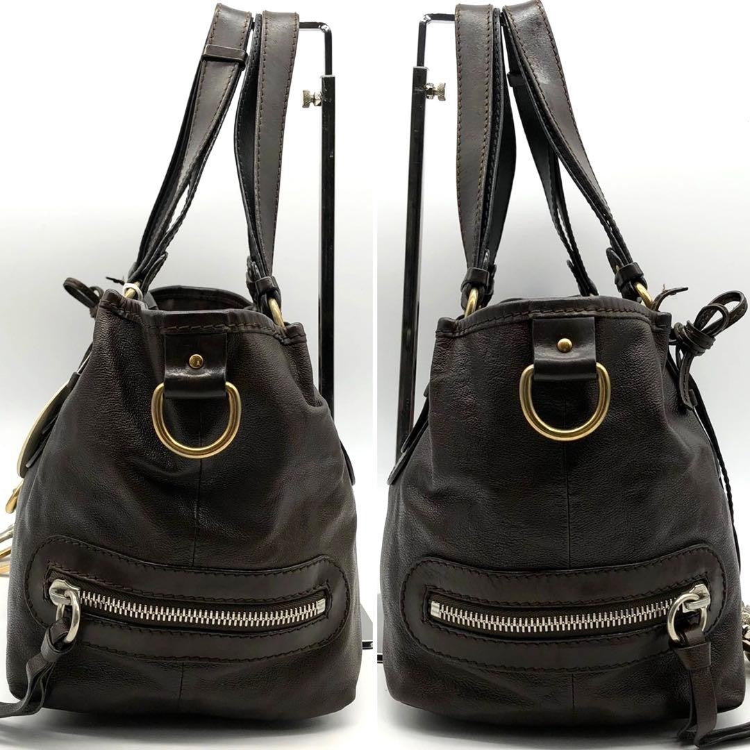CHLOE Kerala Leather Brown Handbag Tote Bag Horse Charm Used