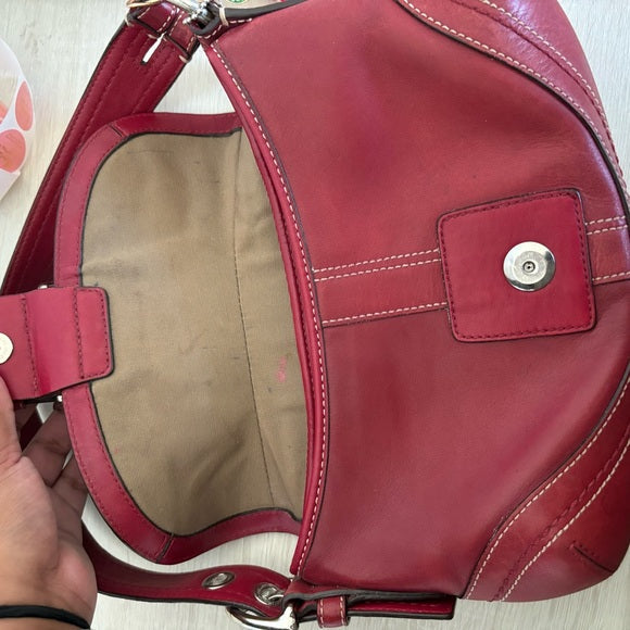 vintage coach soho cherry red leather