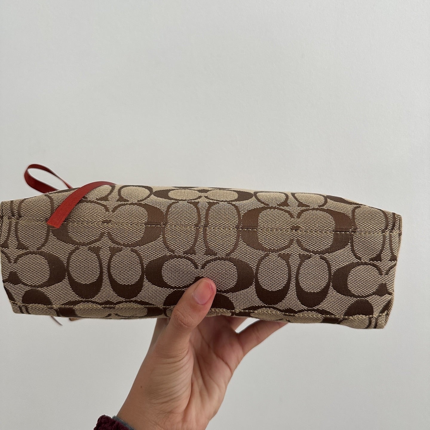 y2k coach brown monogram east west bag