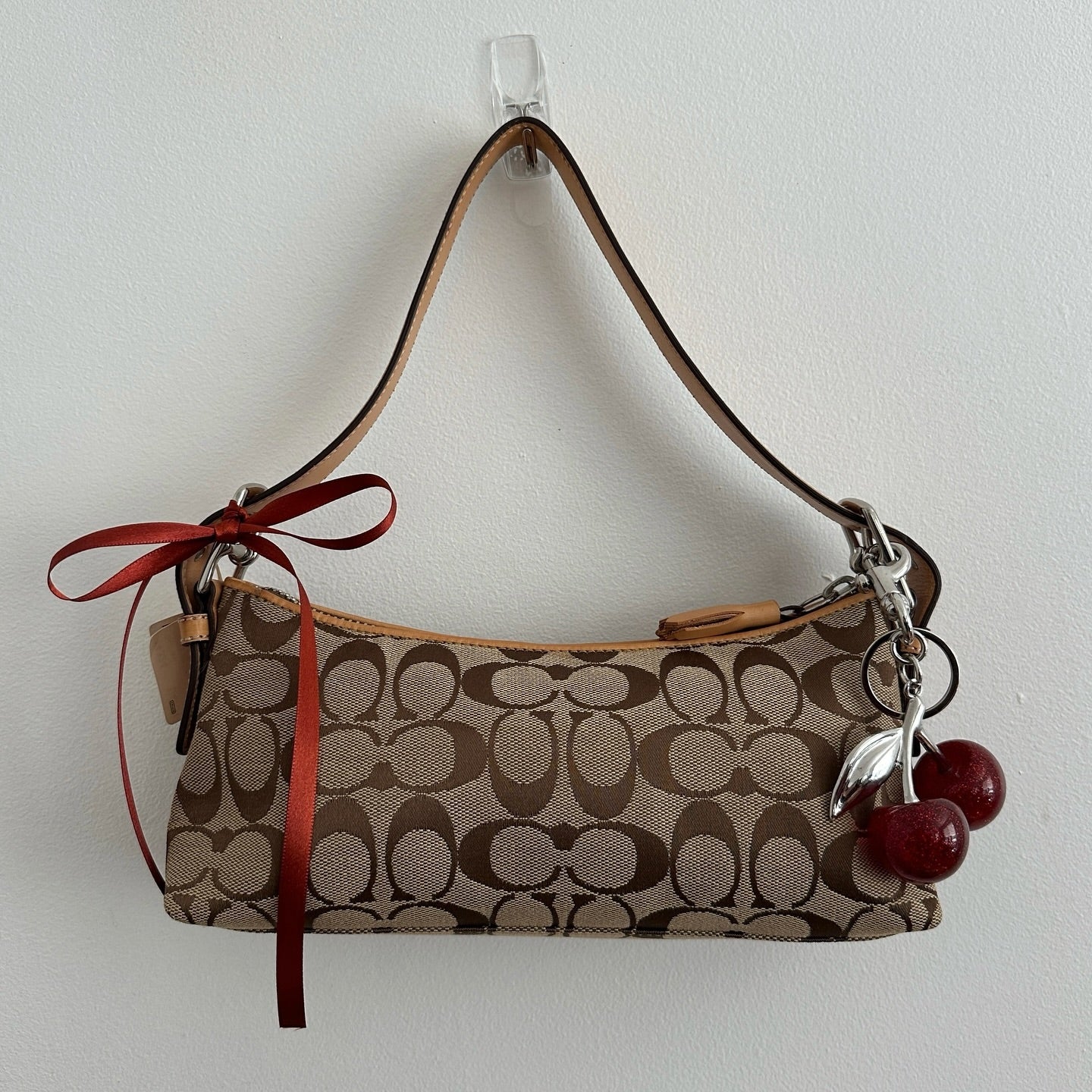 y2k coach brown monogram east west bag