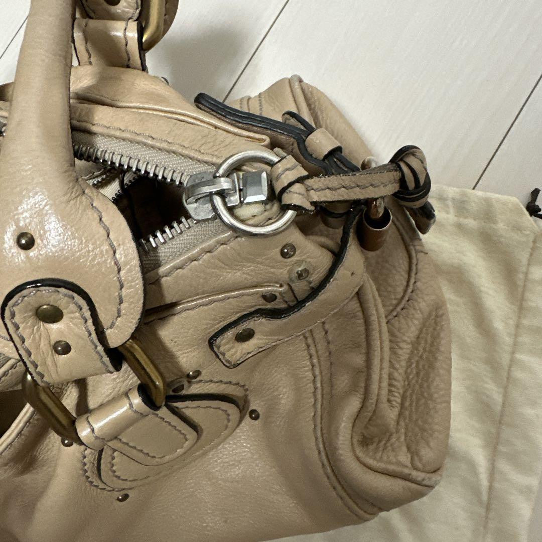 Chloe paddington shoulder bag handbag padlock key leather beige