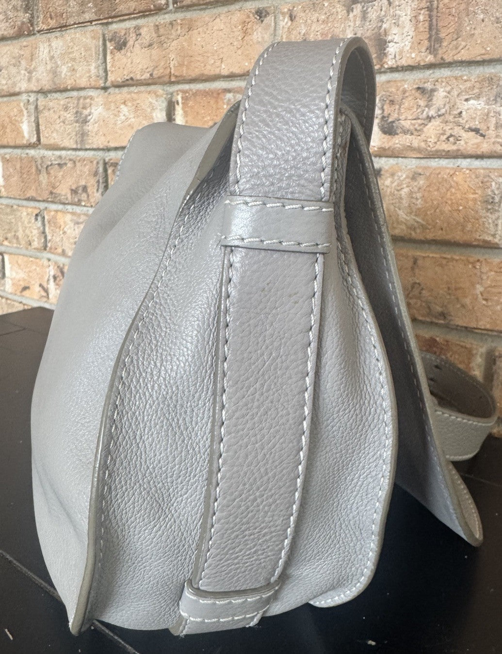 Authentic Chloé Marcie Medium Saddle Bag Cashmere Grey Leather Crossbody