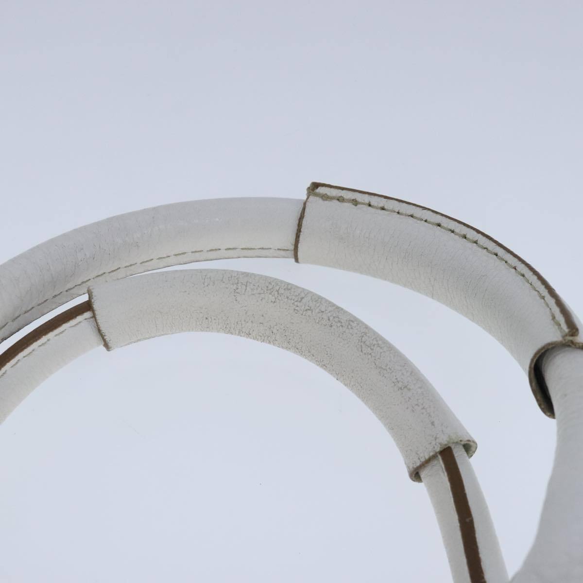 Chloe paddington hand bag leather white gold silver auth am7275