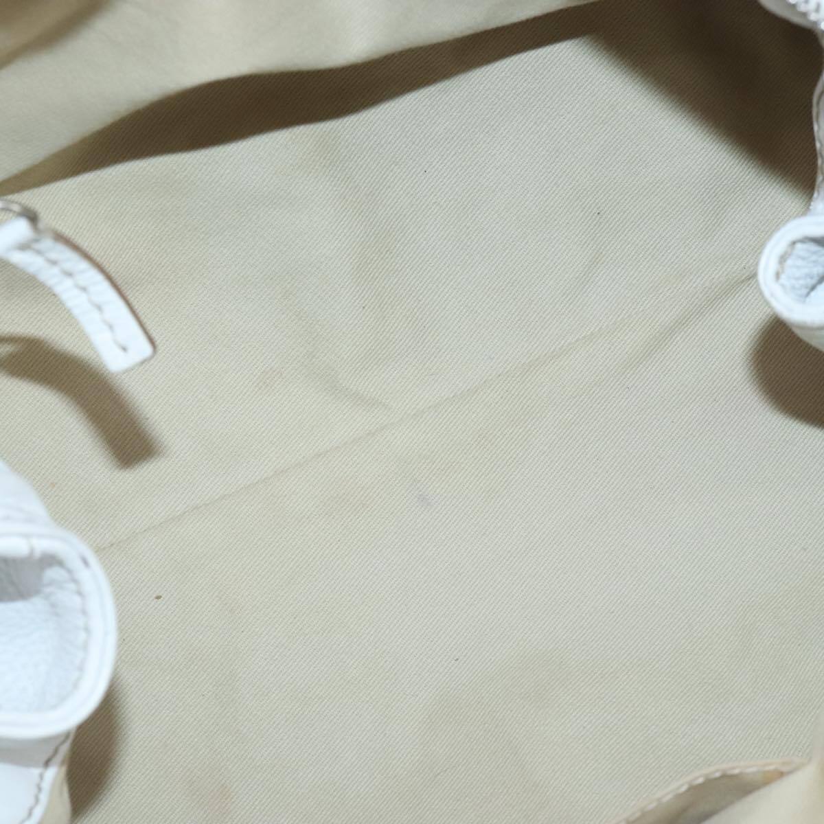 Chloe paddington hand bag leather white gold silver auth am7275