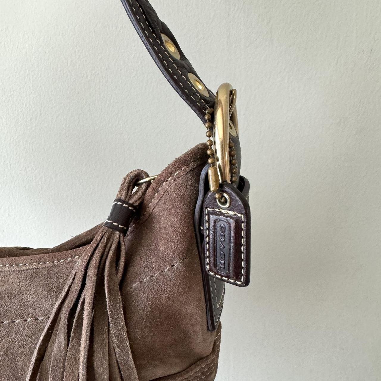 Vintage Y2K Coach Brown suede leather mini hobo baguette!