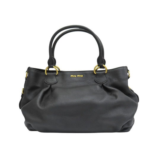 MIU MIU Shoulder Bag Calfskin Black RR1495