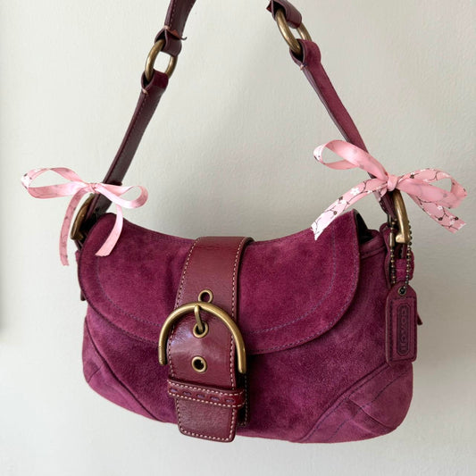 Vintage rare Y2K Coach Purple Suede Soho buckle shoulder bag!