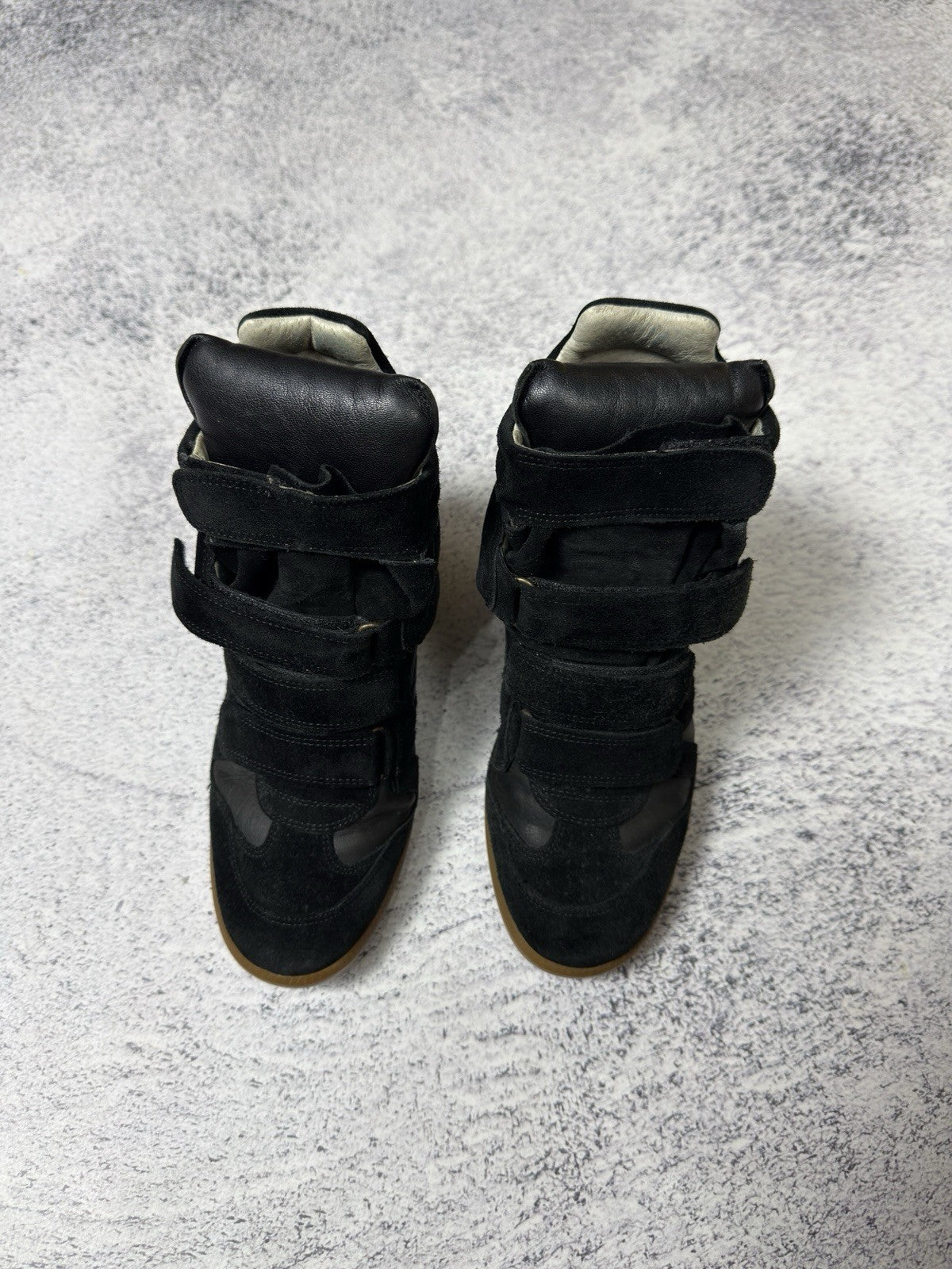 Isabel Marant Beckett Black Suede High Sneakers Basket Shoes Size 38