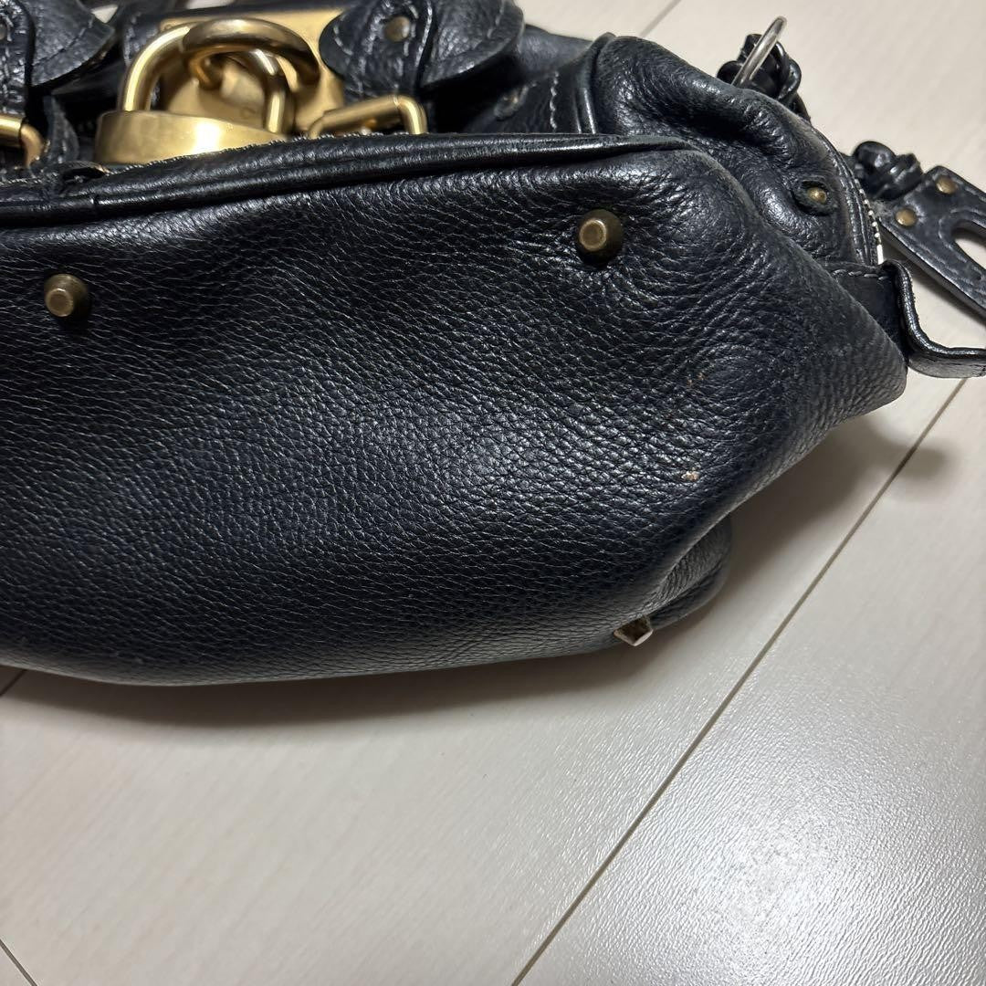 Chloe paddington handbag mini boston bag padlock key black leather