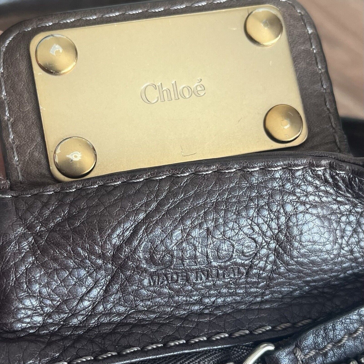 Chloe paddington leather hand bag dark brown leather medium padlock key f s