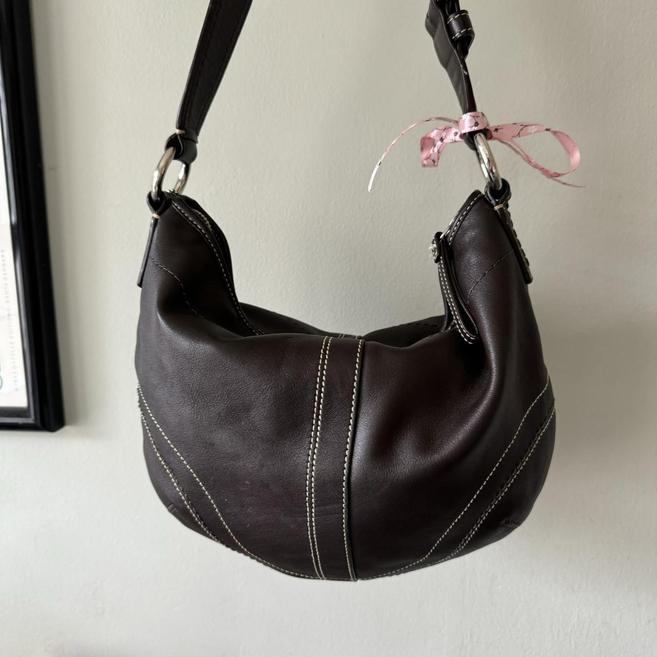 Vintage Y2K Coach brown leather hobo bag!