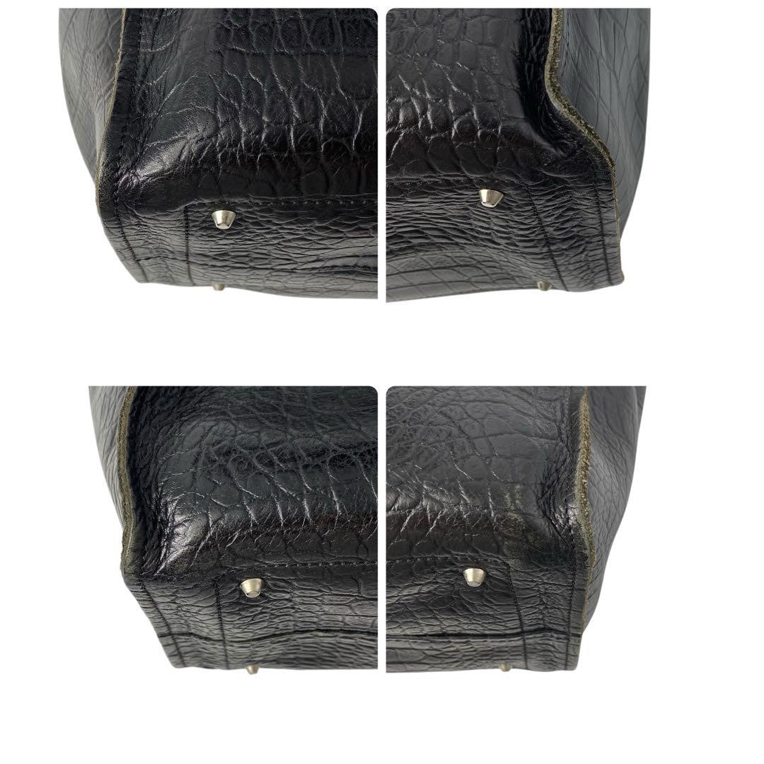 Auth Chloe Black Leather Turn Lock Tote Bag Vintage Shoulder Bag A4 Large Japan