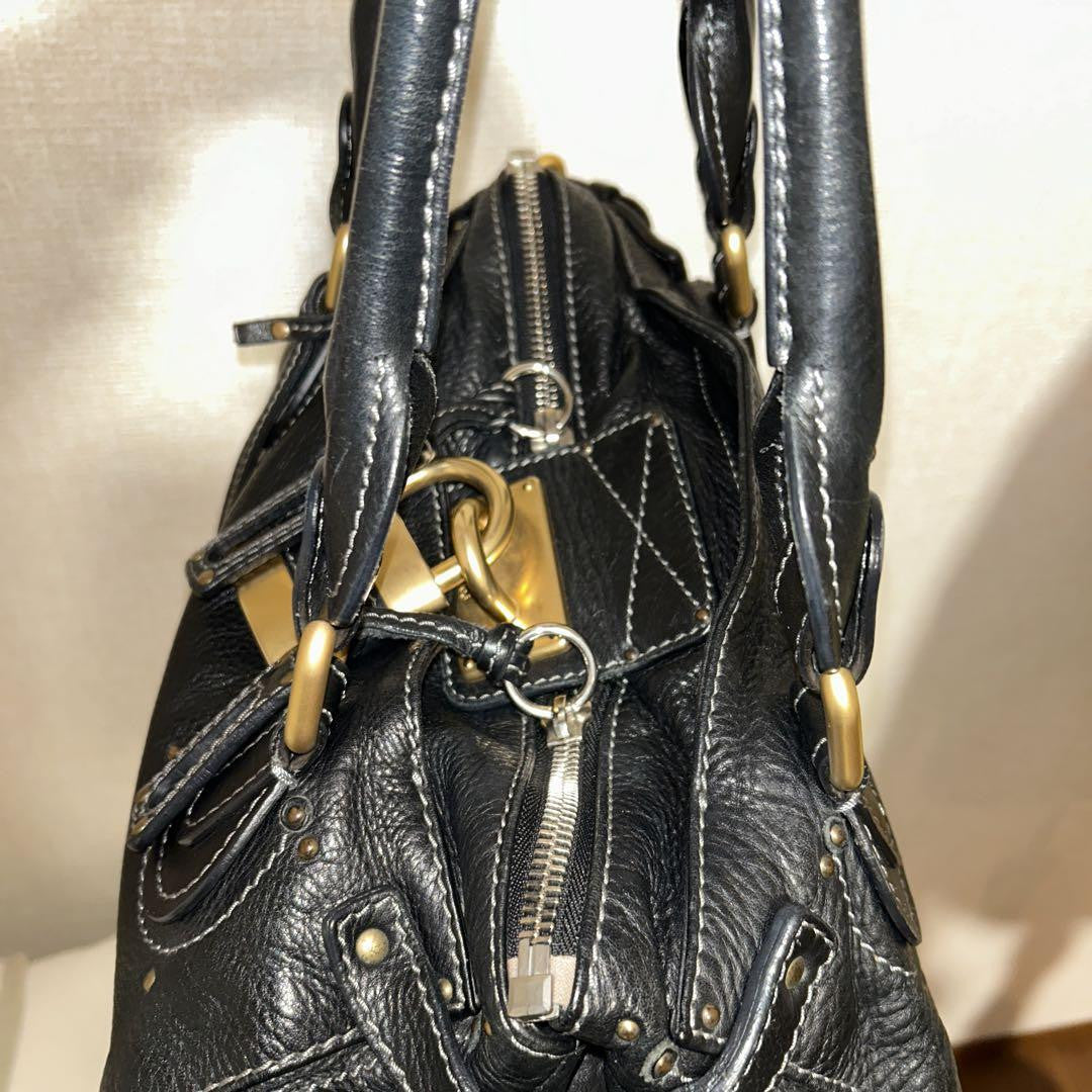 Chloe paddington handbag shoulder bag padlock key black leather