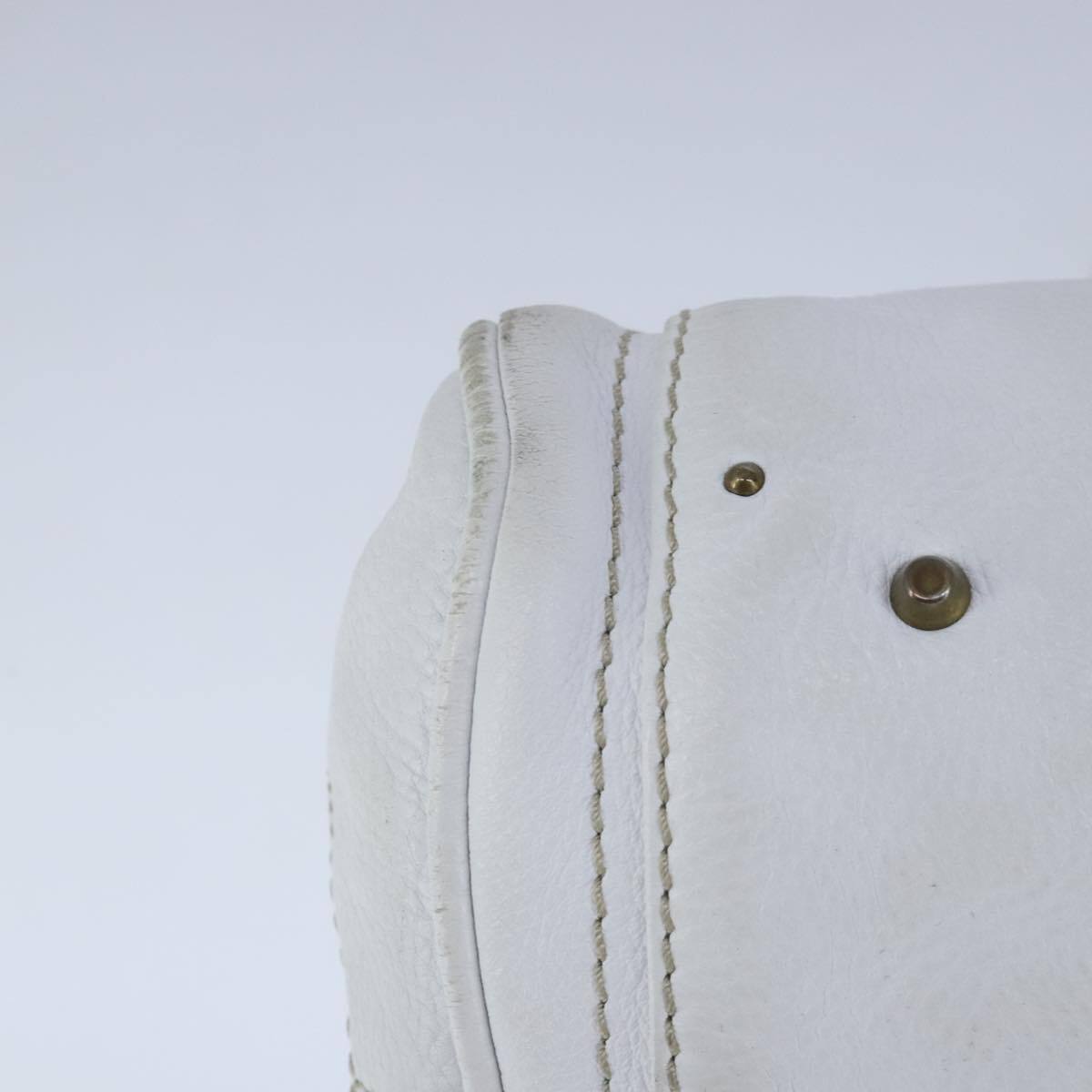 Chloe paddington hand bag leather white gold silver auth am7275