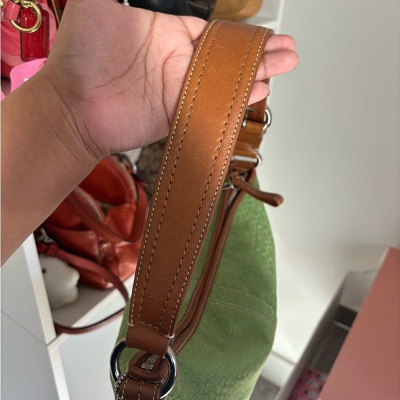 y2k coach soho hobo green jacquard shoulder bag