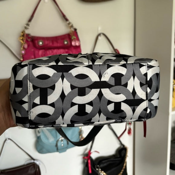 y2k coach madison optic print black and white