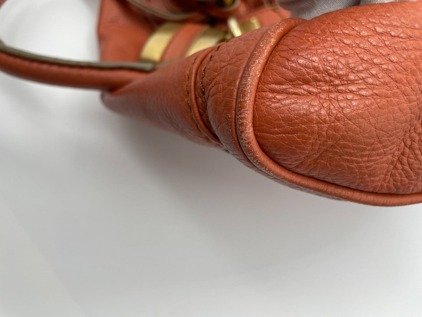 Chloe Paddington Handbag Shoulder Bag Red Orange Padlock Leather Key Auth 251010