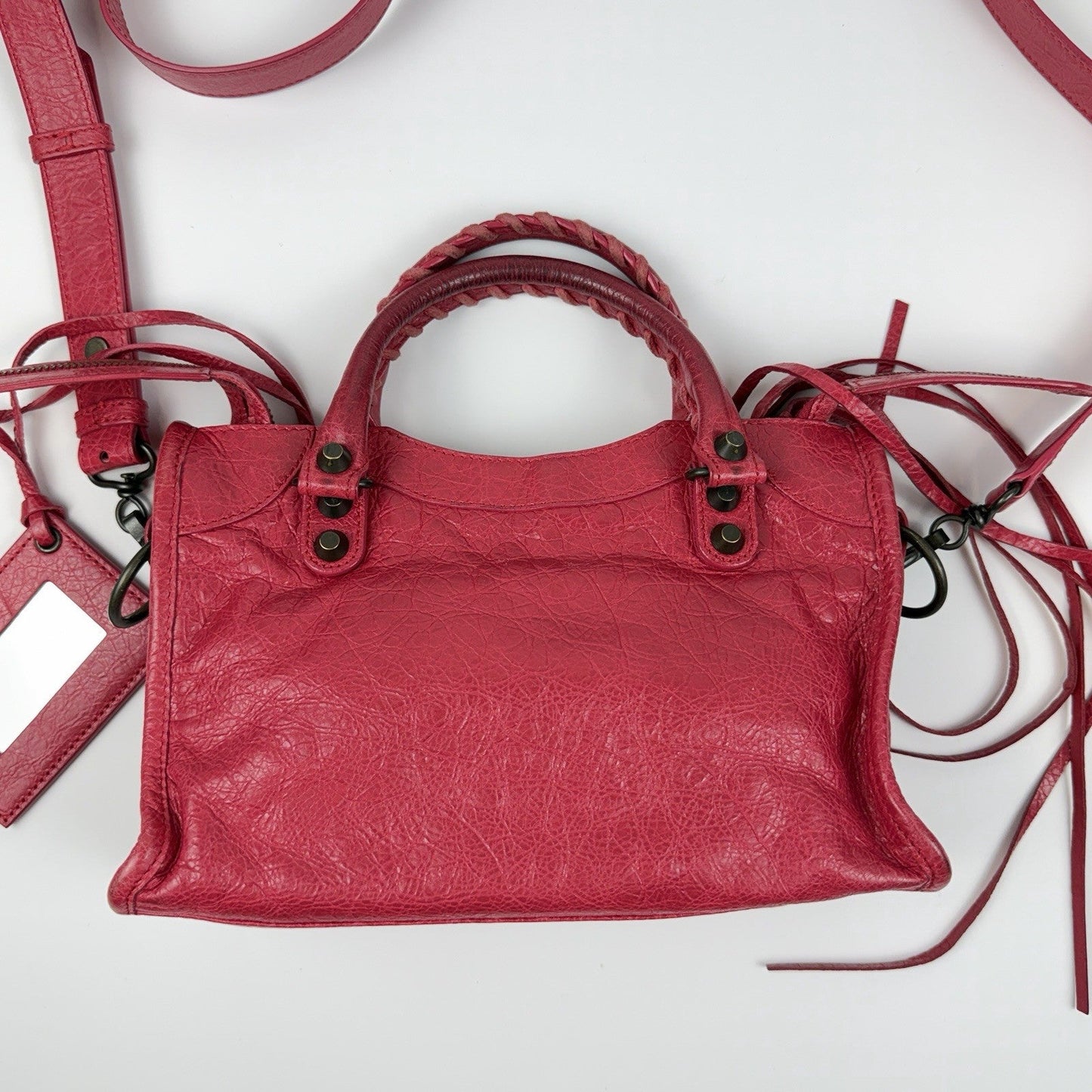 Auth Balenciaga Classic Mini City Pinkish red 2-Way Shoulder/Hand Bag z39