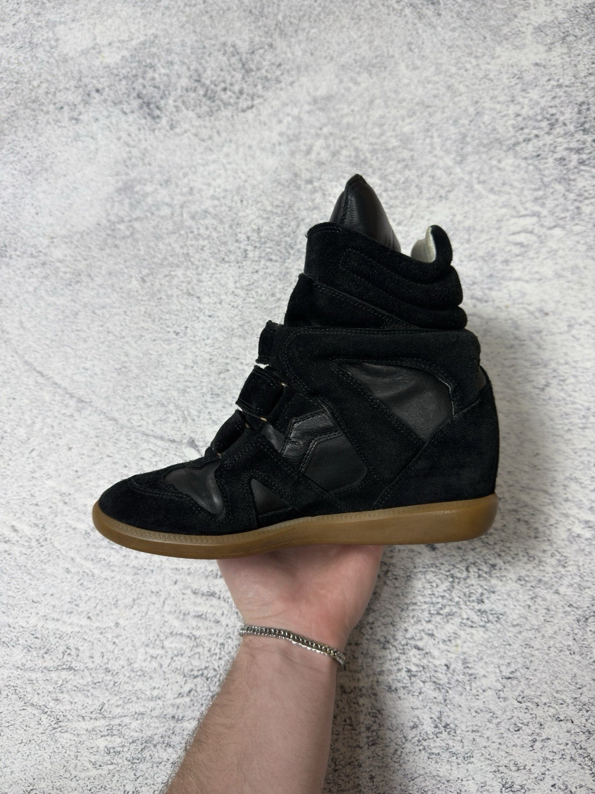 Isabel Marant Beckett Black Suede High Sneakers Basket Shoes Size 38