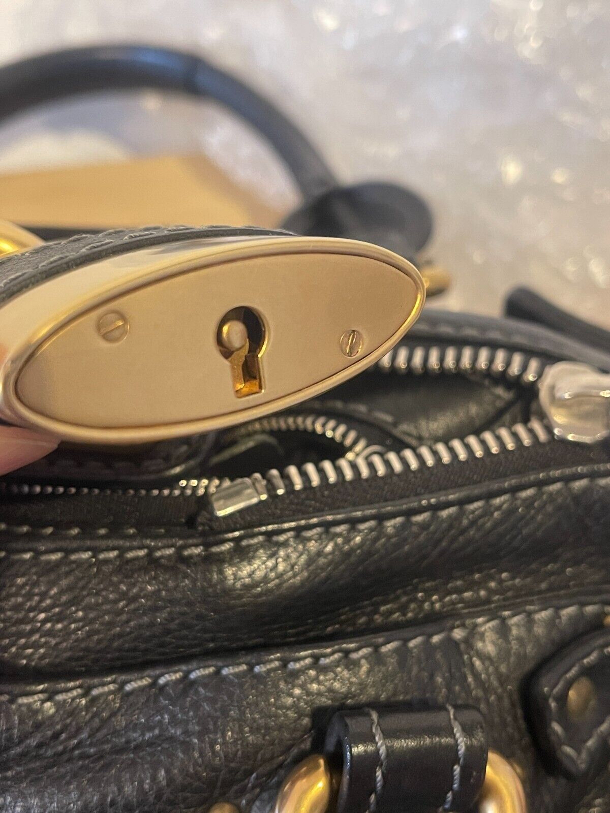 authentic Chloe paddington mini black padlock tote hand bag fast free shipping