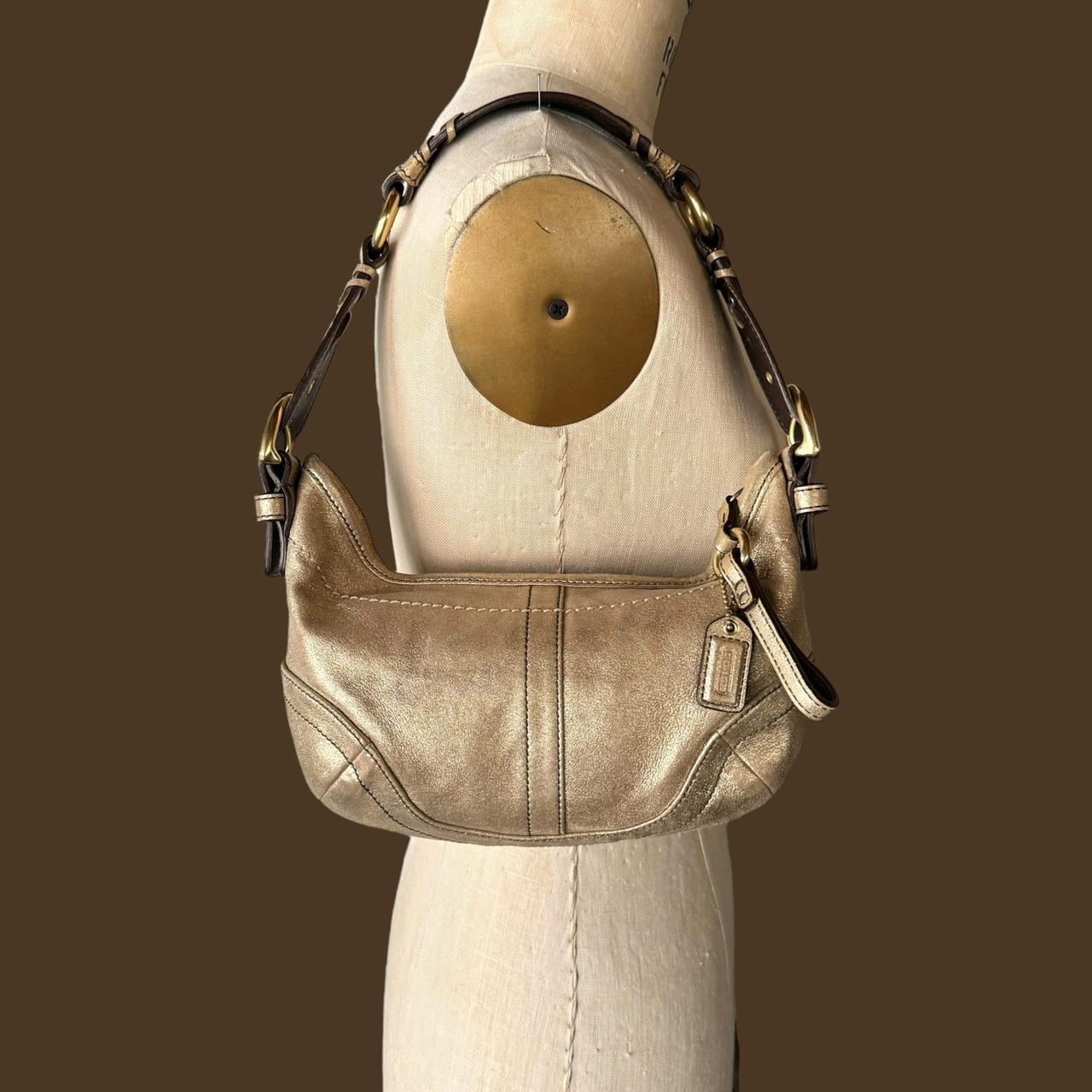 Vintage Y2K 2004 Coach Limited Edition metallic gold shimmer mini hobo shoulder bag!