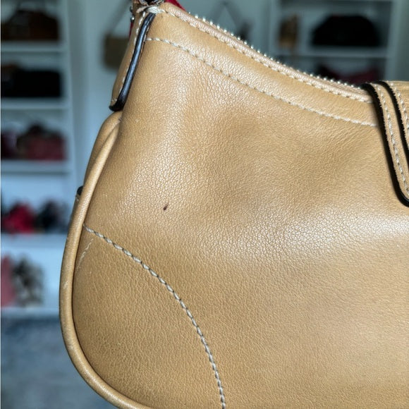 y2k coach demi buckle tan leather bag 🍒