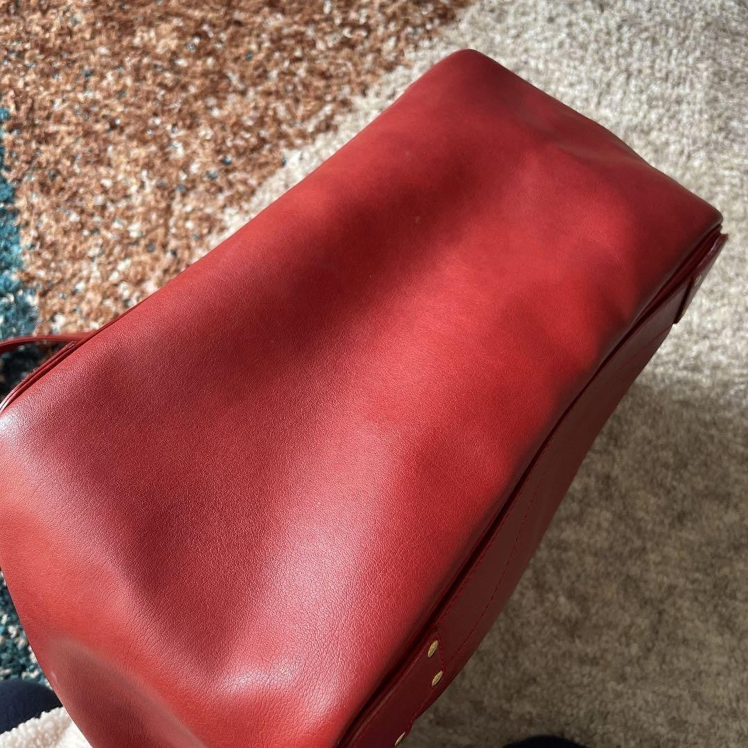 Authentic Chloe Eden Tote Shoulder Bag Red Leather Women's Logo Gold