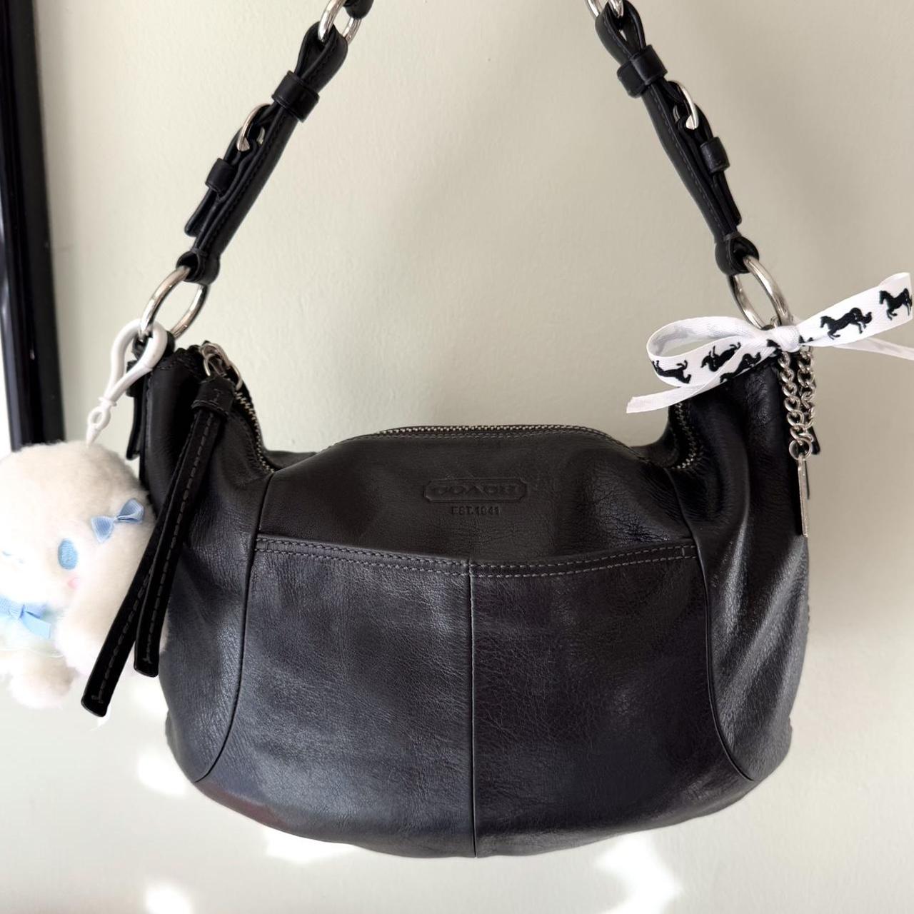 Vintage 90s Coach black leather hobo bag!