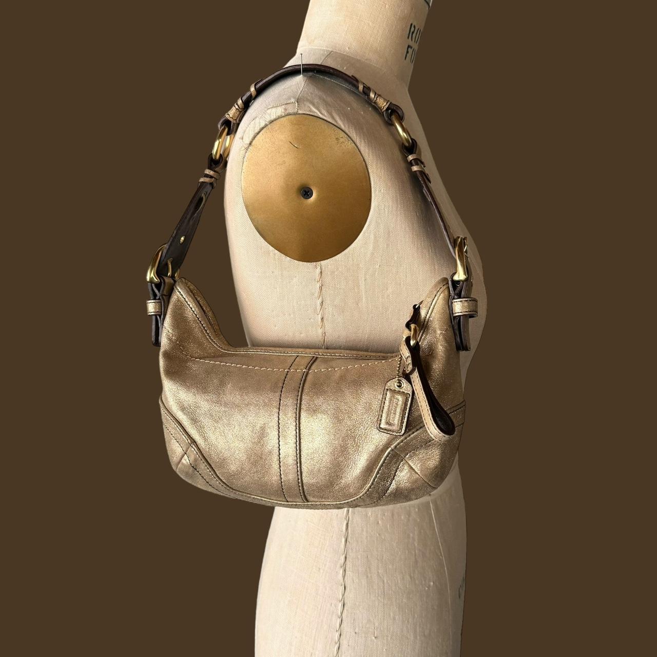 Vintage Y2K 2004 Coach Limited Edition metallic gold shimmer mini hobo shoulder bag!