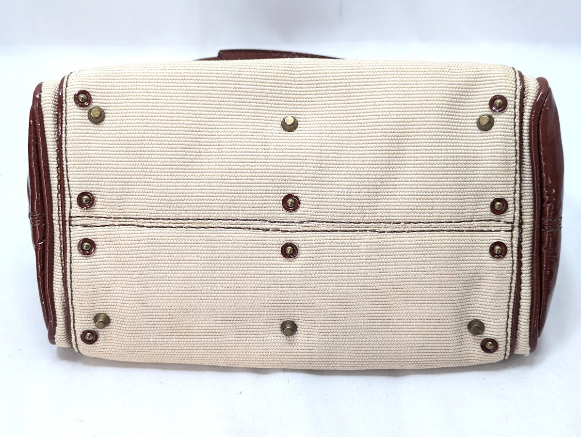 Chloe Paddington Leather Padlock Key Tote Shoulder Bag Red Ivory Women's Auth