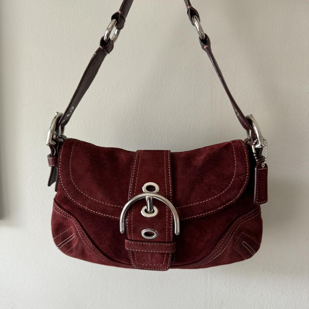Vintage Y2K Coach rare red suede soho shoulder bag!