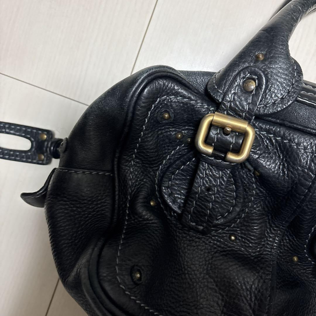 Chloe paddington handbag mini boston bag padlock key black leather