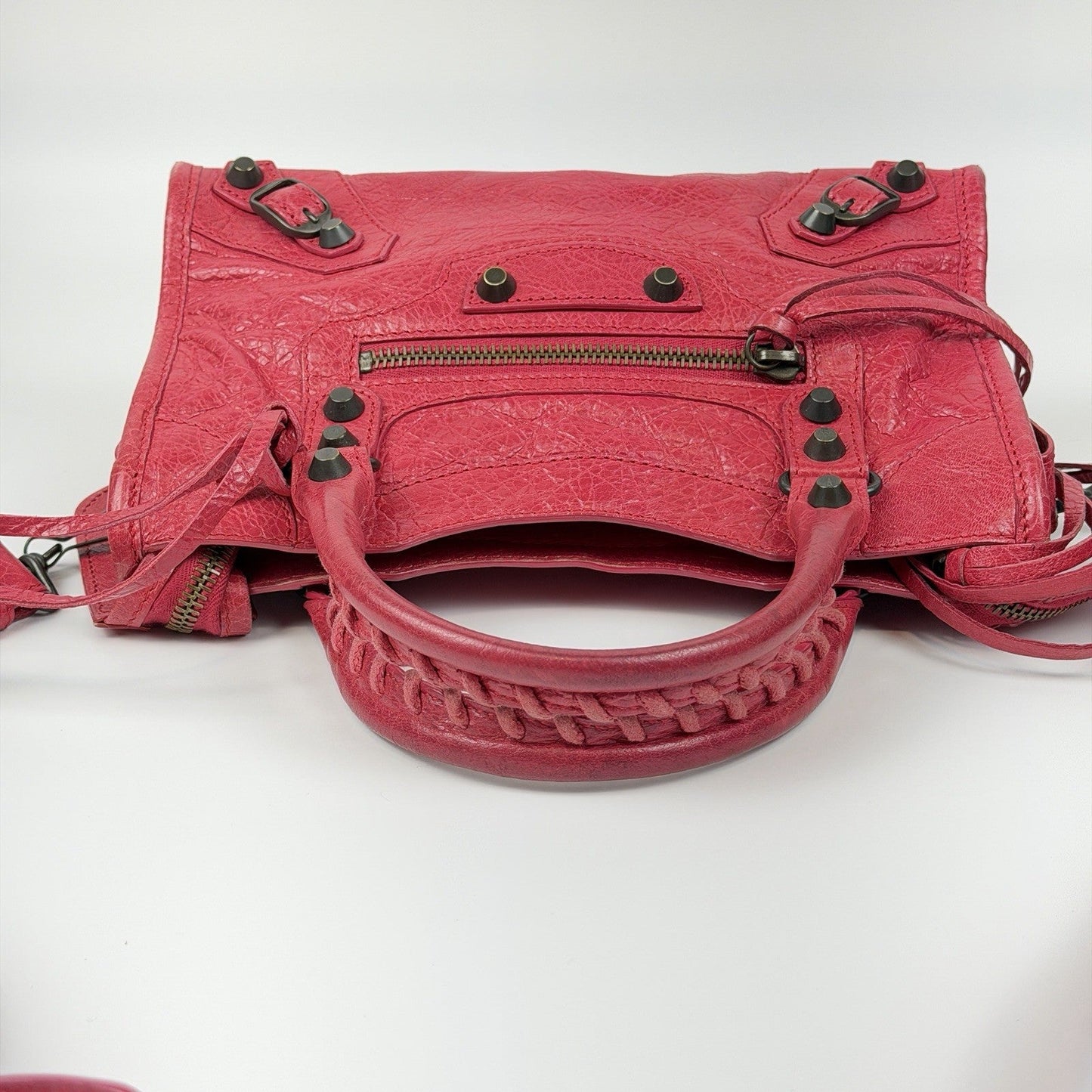 Auth Balenciaga Classic Mini City Pinkish red 2-Way Shoulder/Hand Bag z39