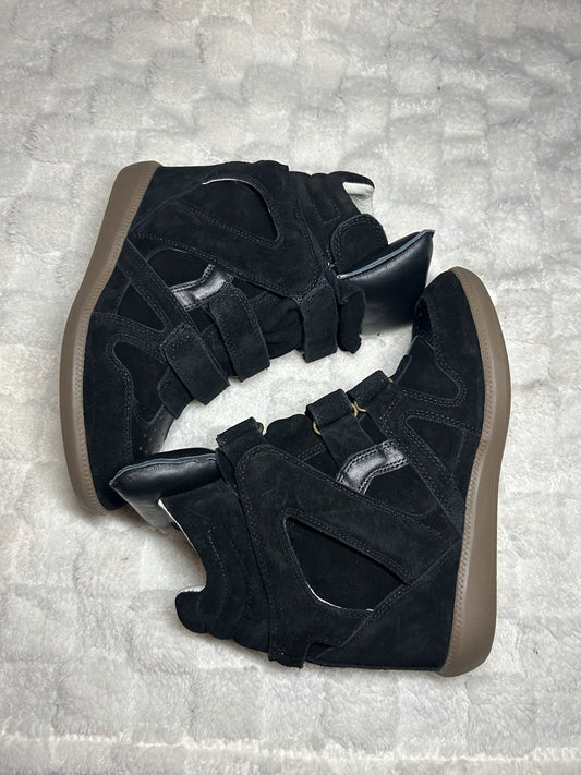 Isabel Marant Bekett Leather Wedge Sneaker Black Size US 7 EU 38