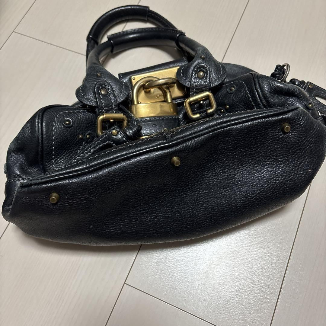 Chloe paddington handbag mini boston bag padlock key black leather
