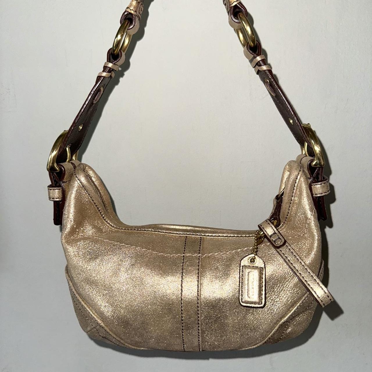 Vintage Y2K 2004 Coach Limited Edition metallic gold shimmer mini hobo shoulder bag!