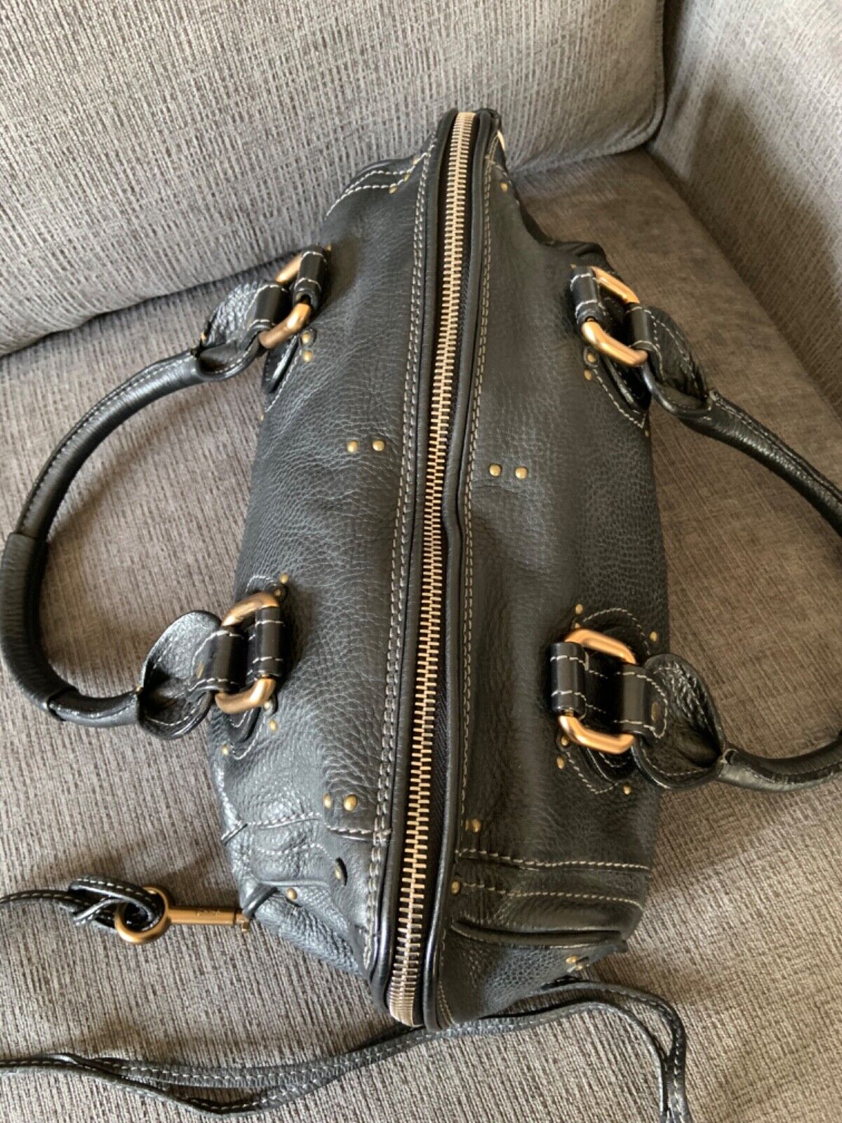 Chloe paddington black leather east west shoulder hobo bag lock key