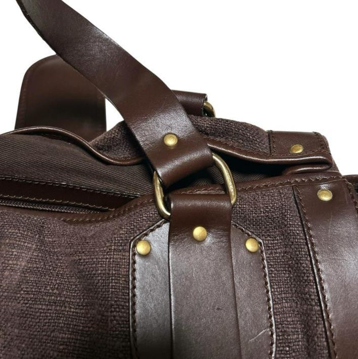 RARE Chloe Kerala brown Canvas Leather Handbag Tote Bag Gold Horse Charm