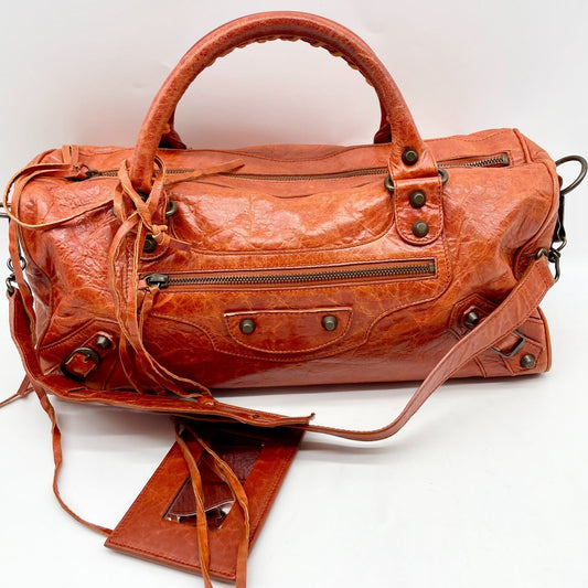 BALENCIAGA The twiggy bag 2way Handbag Brown Leather 128523 Y2K Editors Bag Auth