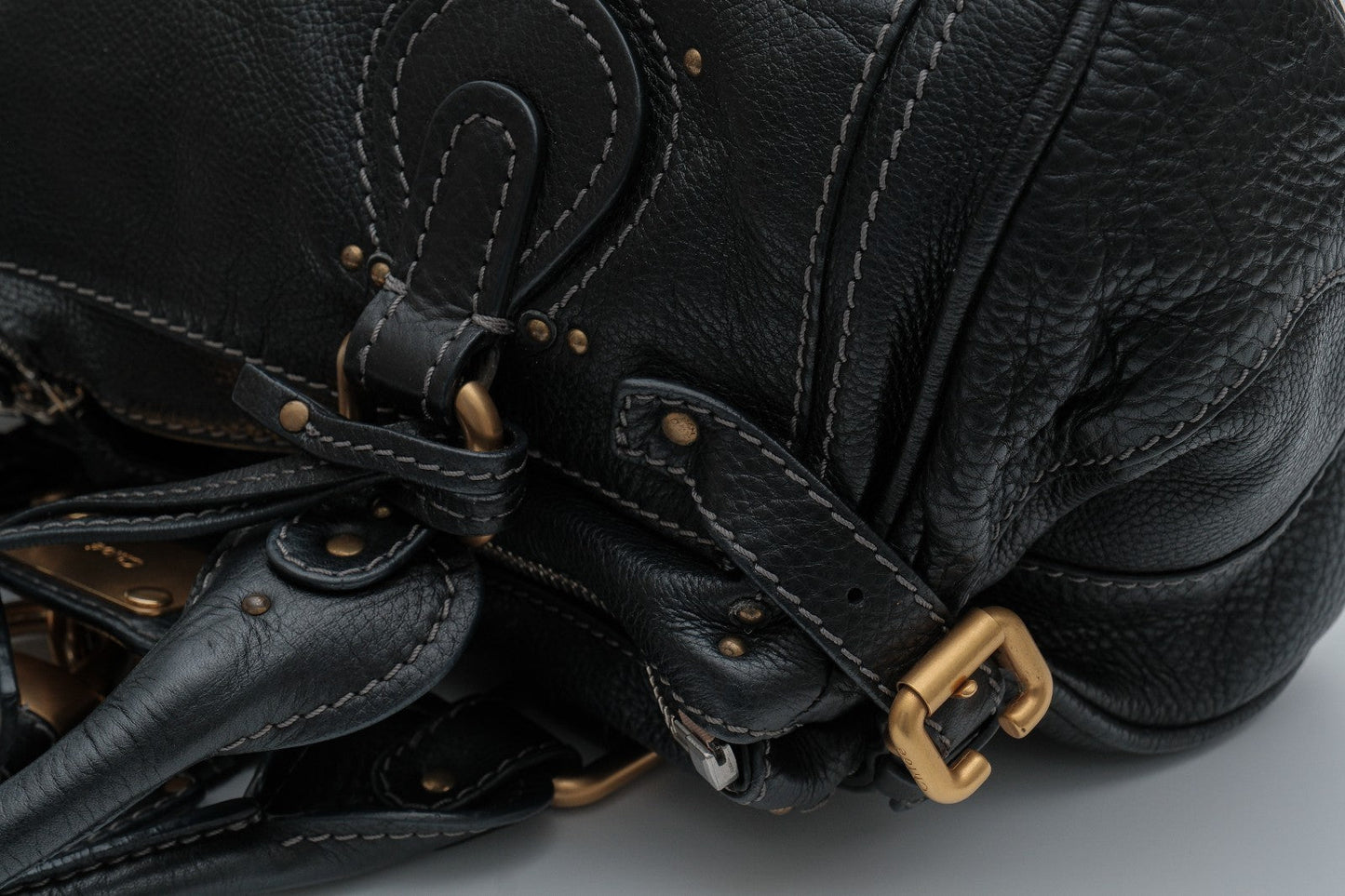 Chloe Paddington Hand Shoulder Bag Black Leather