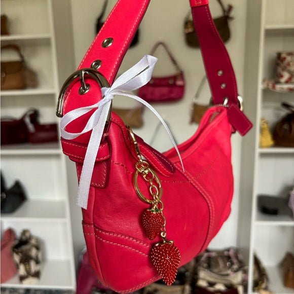 y2k coach hobo pink fushia leather