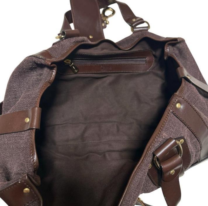 RARE Chloe Kerala brown Canvas Leather Handbag Tote Bag Gold Horse Charm