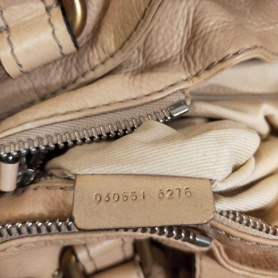 Authentic Chloe Paddington Beige Handbag Shoulder Bag Gold hardware Padlock Key